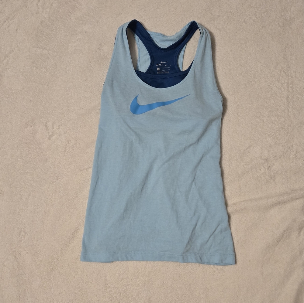 Nike Light Blue Racerback Tank with Blue Swoosh